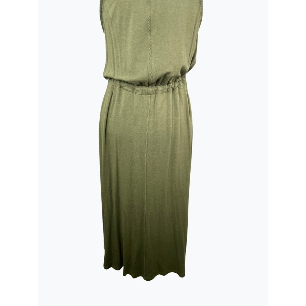 The Limited Olive Green Sleeveless Midi Dress W/ Drawstring Waist Medium - Picture 9 of 13